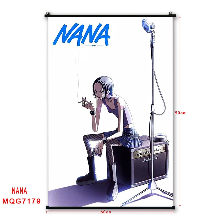 NANA Anime black Plastic rod Cloth painting Wall Scroll 60X90CM MQG-7179