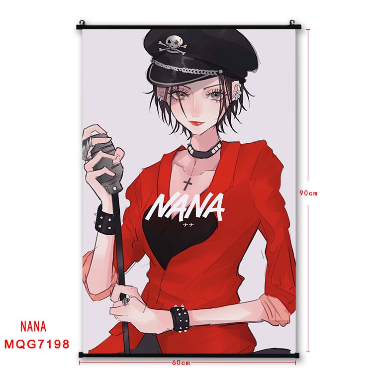 NANA Anime black Plastic rod Cloth painting Wall Scroll 60X90CM MQG-7198