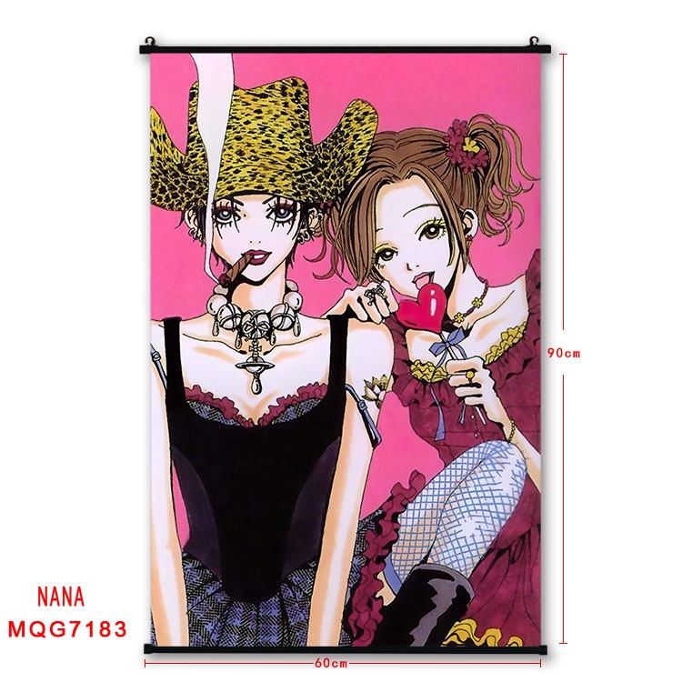 NANA Anime black Plastic rod Cloth painting Wall Scroll 60X90CM MQG-7183