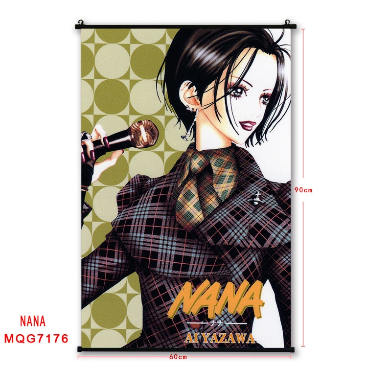 NANA Anime black Plastic rod Cloth painting Wall Scroll 60X90CM MQG-7176