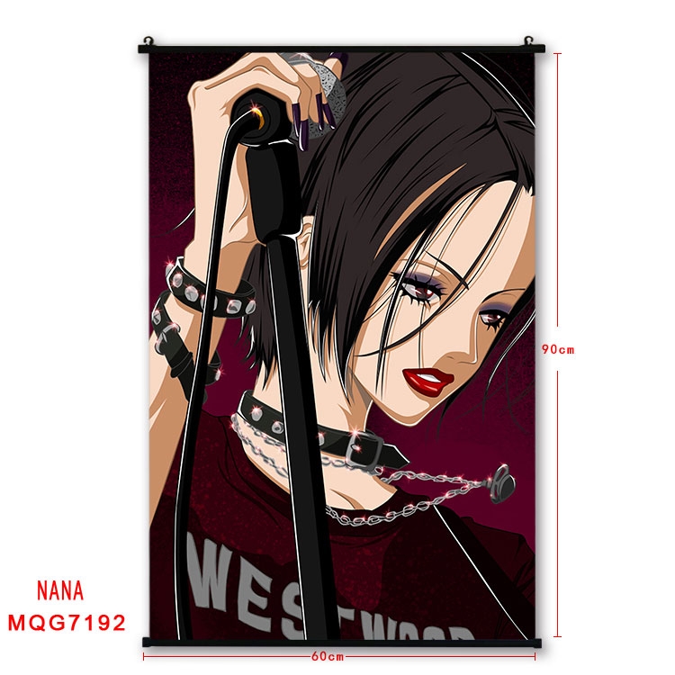 NANA Anime black Plastic rod Cloth painting Wall Scroll 60X90CM MQG-7192