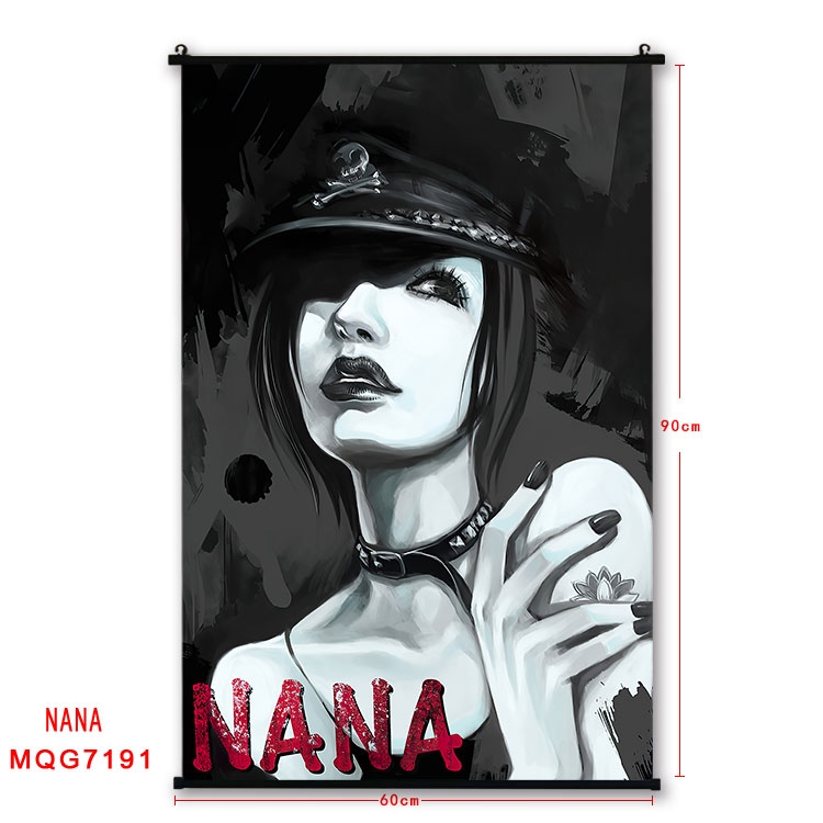 NANA Anime black Plastic rod Cloth painting Wall Scroll 60X90CM MQG-7191