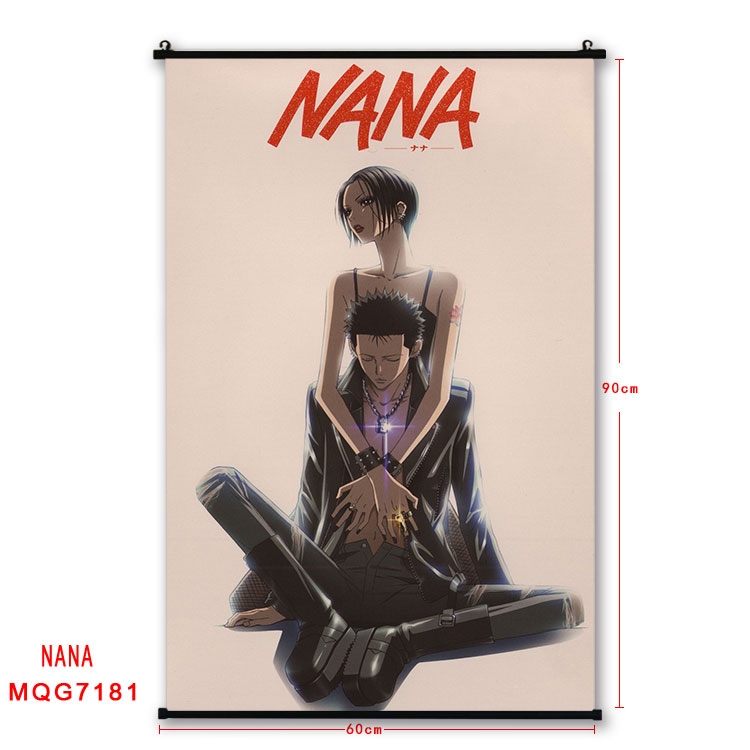 NANA Anime black Plastic rod Cloth painting Wall Scroll 60X90CM MQG-7181