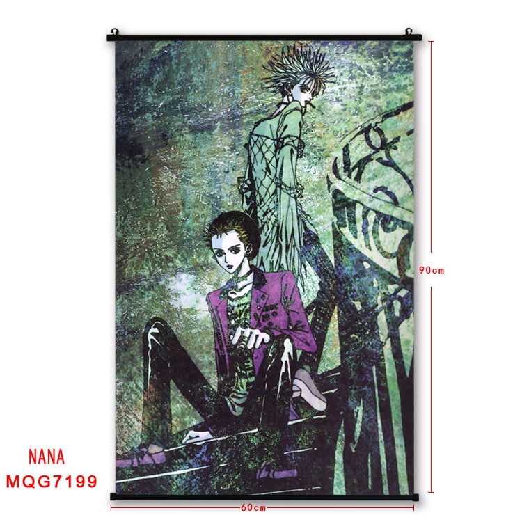 NANA Anime black Plastic rod Cloth painting Wall Scroll 60X90CM MQG-7199