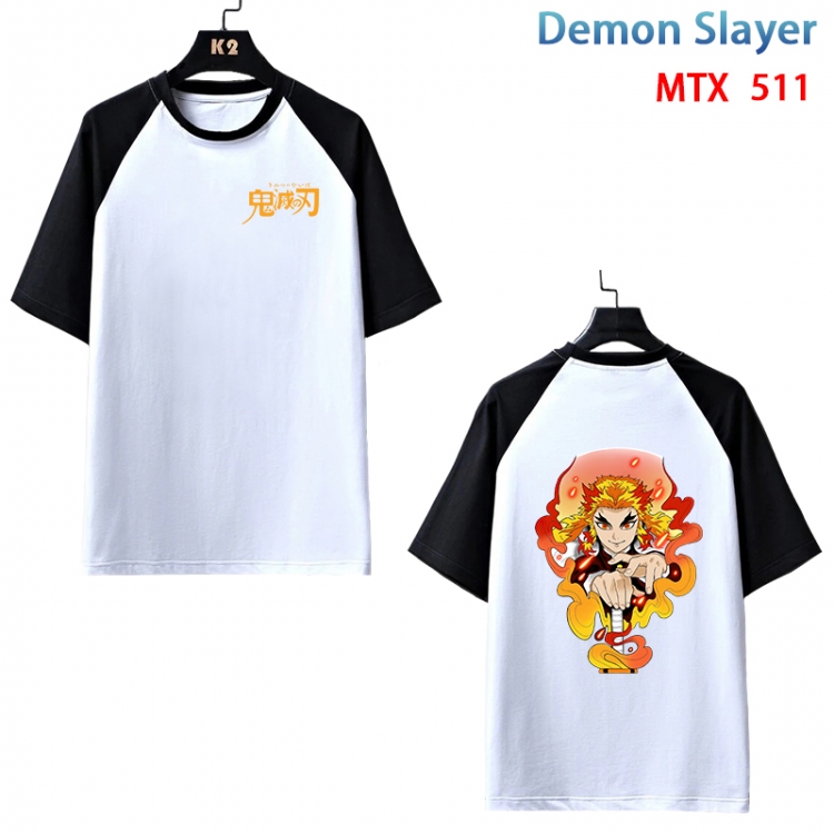 Demon Slayer Kimets Anime peripheral round neck short sleeve cotton T-shirt from XS to 3XL MTX-511