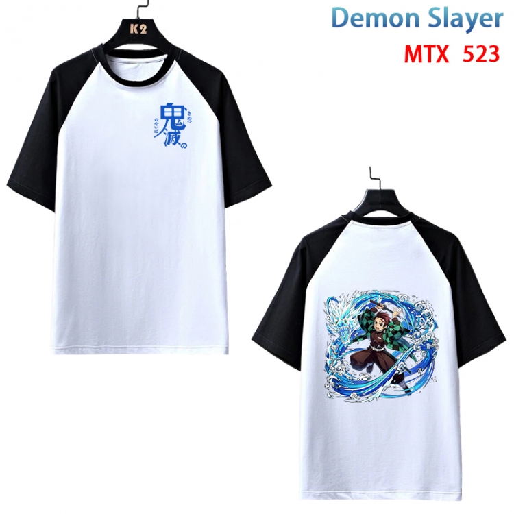 Demon Slayer Kimets Anime peripheral round neck short sleeve cotton T-shirt from XS to 3XL  MTX-523