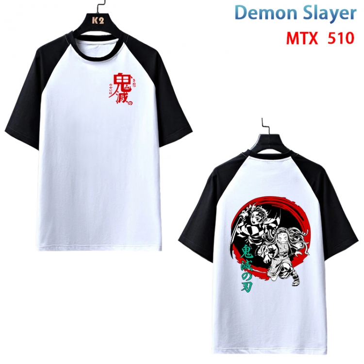Demon Slayer Kimets Anime peripheral round neck short sleeve cotton T-shirt from XS to 3XL MTX-510