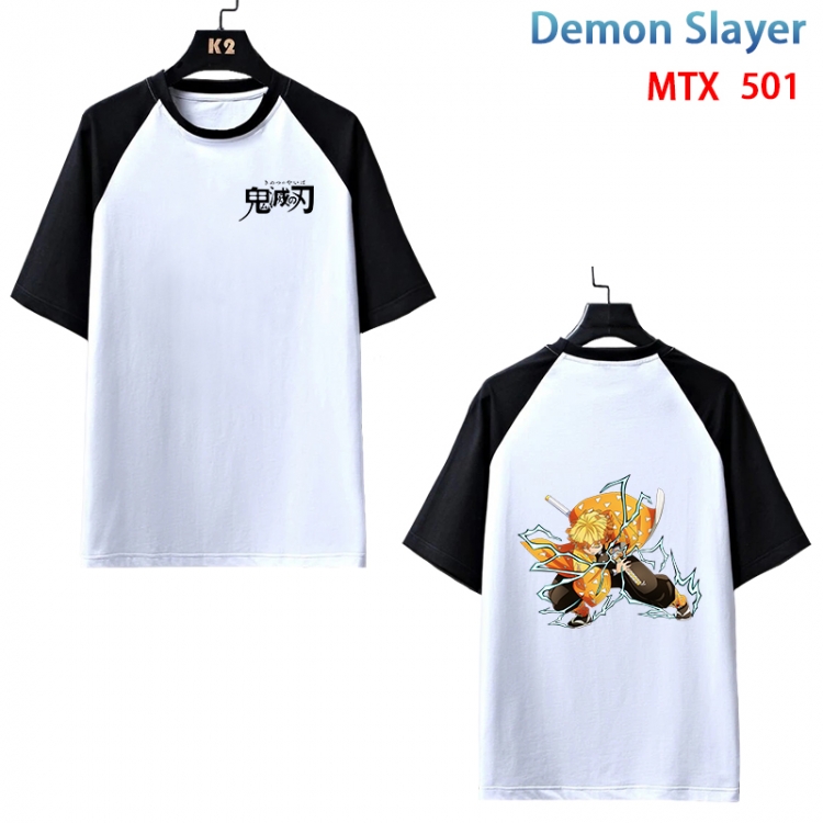 Demon Slayer Kimets Anime peripheral round neck short sleeve cotton T-shirt from XS to 3XL  MTX-501