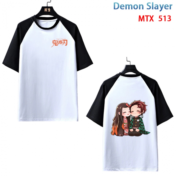 Demon Slayer Kimets Anime peripheral round neck short sleeve cotton T-shirt from XS to 3XL MTX-513