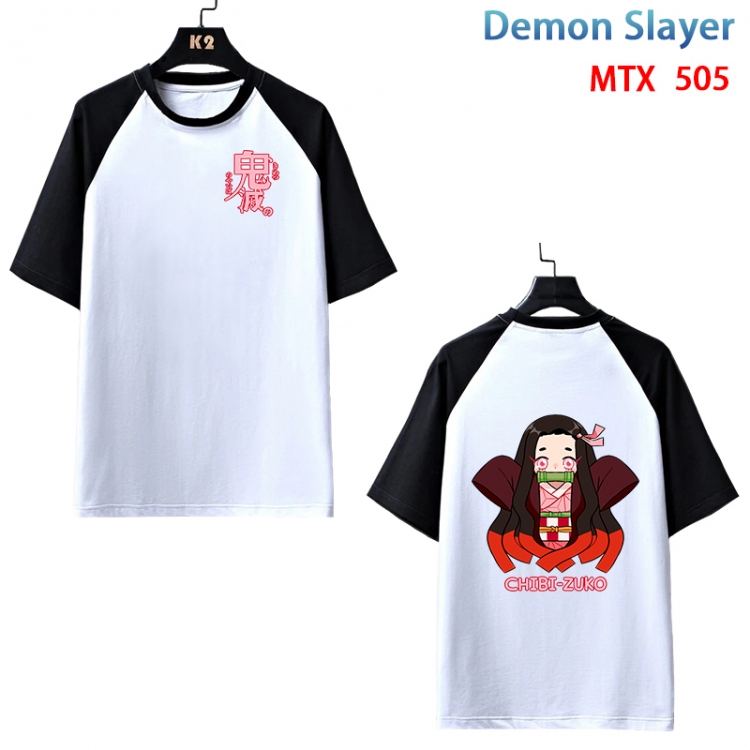Demon Slayer Kimets Anime peripheral round neck short sleeve cotton T-shirt from XS to 3XL MTX-505