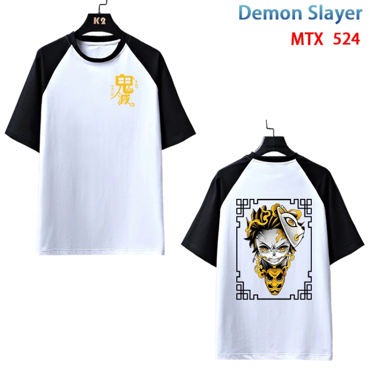 Demon Slayer Kimets Anime peripheral round neck short sleeve cotton T-shirt from XS to 3XL  MTX-524