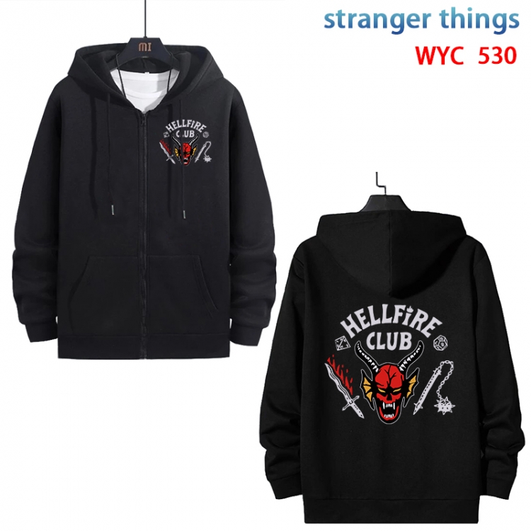 Stranger Things Anime cotton zipper patch pocket sweater from S to 3XL WYC-530
