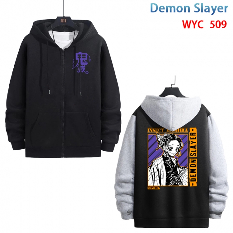 Demon Slayer Kimets Anime cotton zipper patch pocket sweater from S to 3XL WYC-509