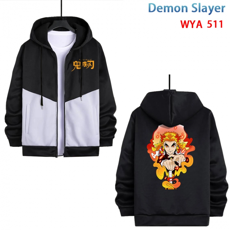 Demon Slayer Kimets Anime cotton zipper patch pocket sweater from S to 3XL WYA-511