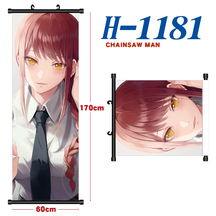 Chainsaw man Black plastic rod cloth hanging canvas painting Wall Scroll 60x170cm H-1181A