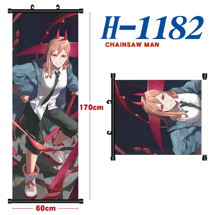 Chainsaw man Black plastic rod cloth hanging canvas painting Wall Scroll 60x170cm  H-1182A