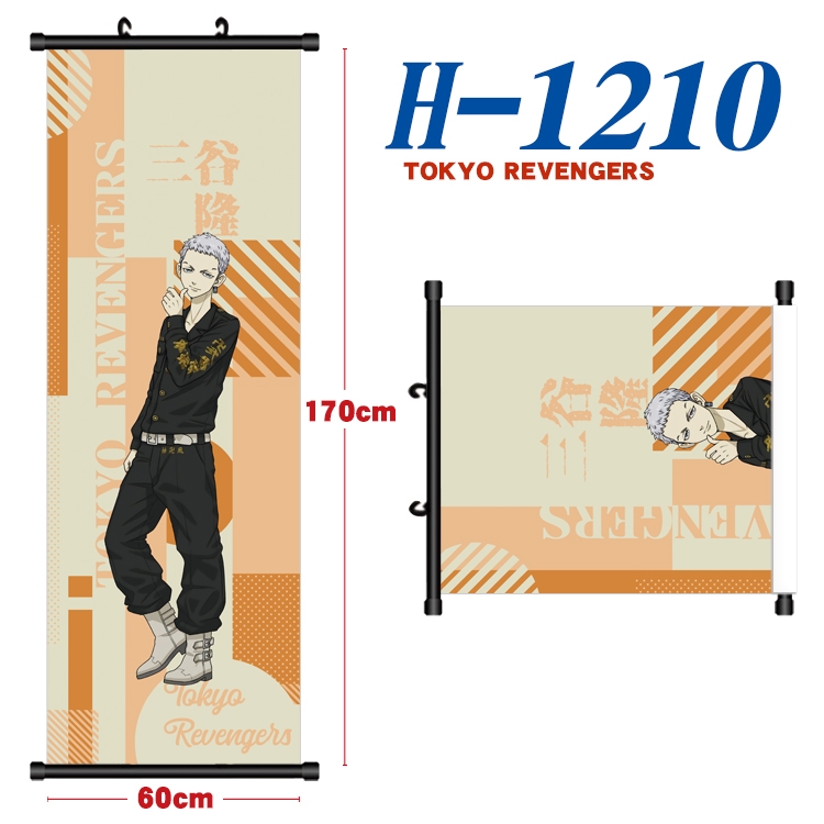 Tokyo Revengers Black plastic rod cloth hanging canvas painting Wall Scroll 60x170cm  H-1210A