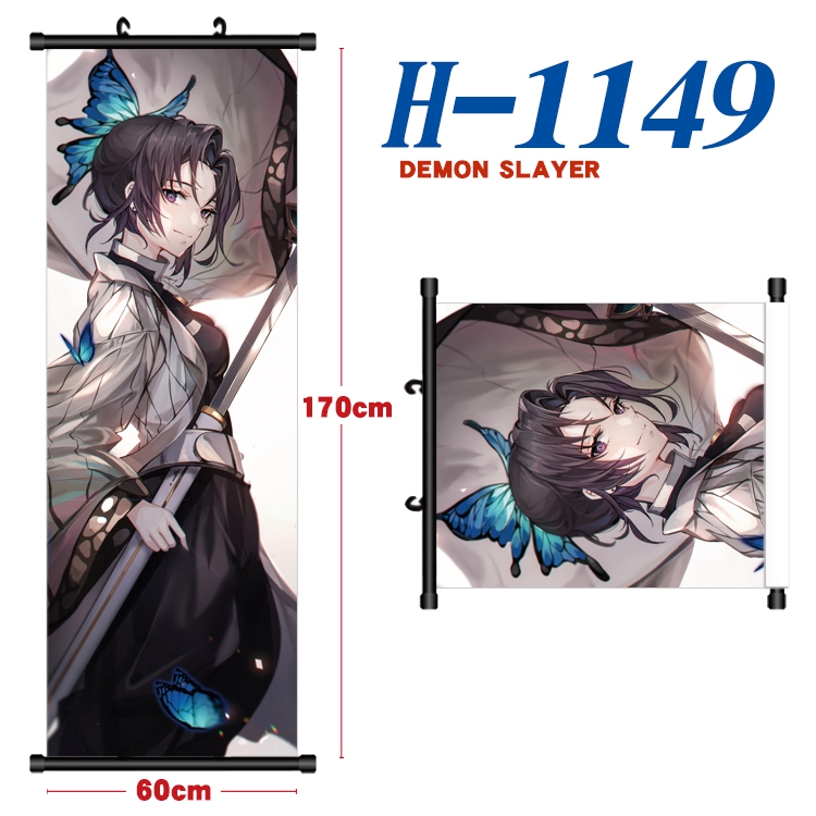 Demon Slayer Kimets Black plastic rod cloth hanging canvas painting Wall Scroll 60x170cm H-1149A