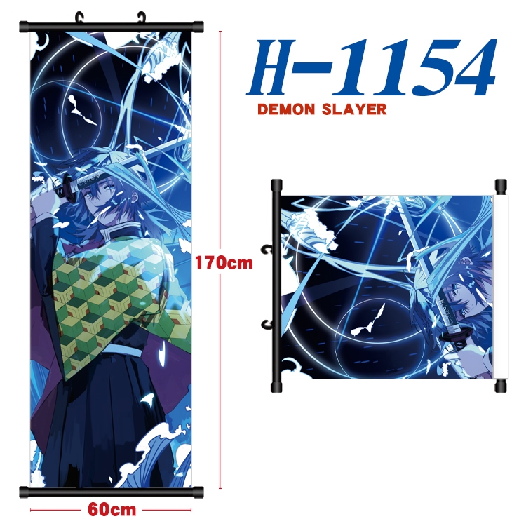 Demon Slayer Kimets Black plastic rod cloth hanging canvas painting Wall Scroll 60x170cm H-1154A