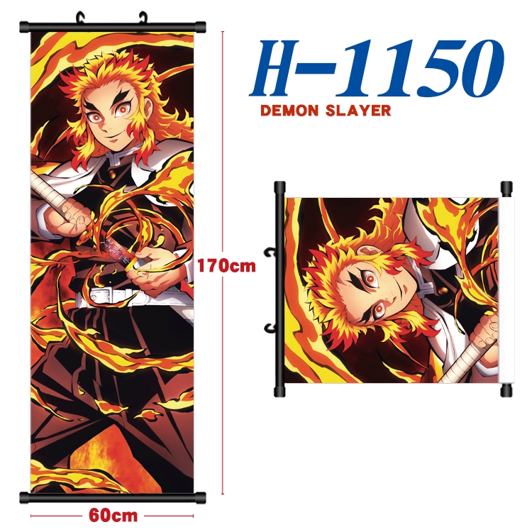 Demon Slayer Kimets Black plastic rod cloth hanging canvas painting Wall Scroll 60x170cm H-1150A