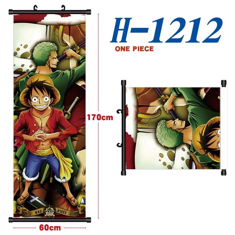 One Piece  Black plastic rod cloth hanging canvas painting Wall Scroll 60x170cm