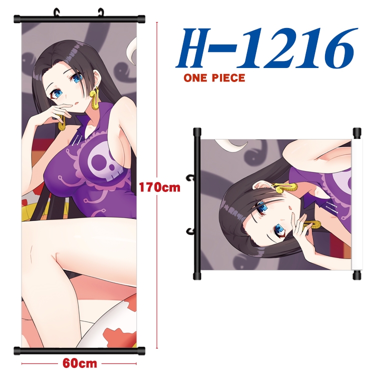 One Piece  Black plastic rod cloth hanging canvas painting Wall Scroll 60x170cm