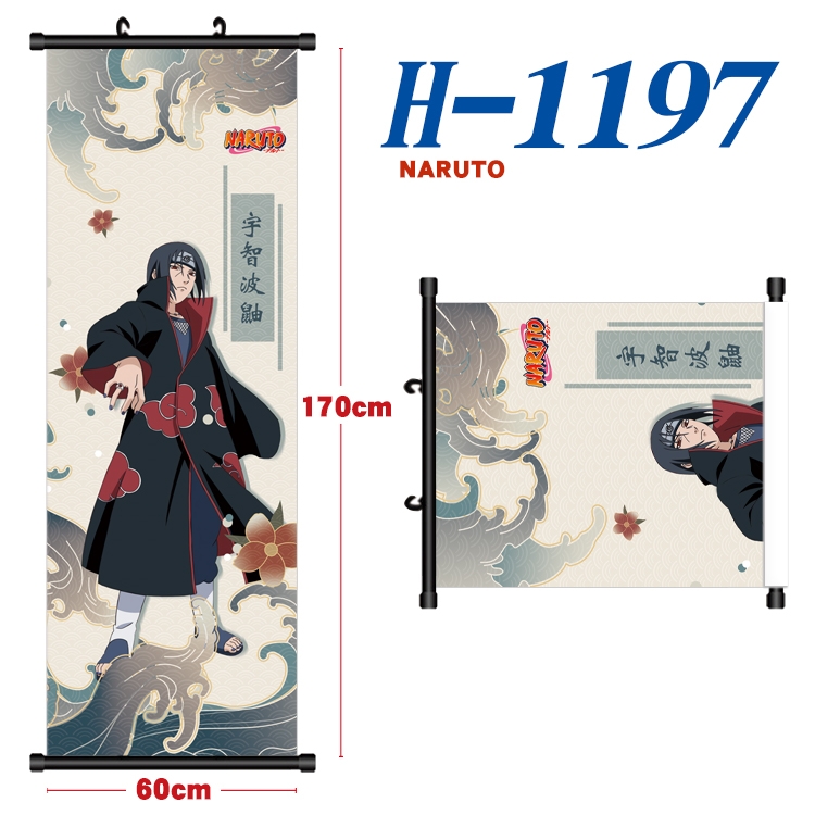 Naruto Black plastic rod cloth hanging canvas painting Wall Scroll 60x170cm H-1197A