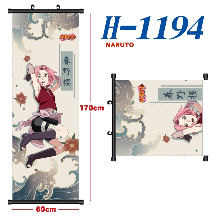Naruto Black plastic rod cloth hanging canvas painting Wall Scroll 60x170cm H-1194A