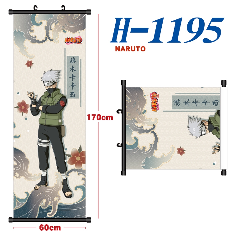 Naruto Black plastic rod cloth hanging canvas painting Wall Scroll 60x170cm H-1195A