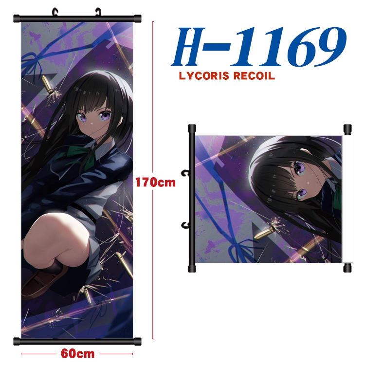 Lycoris Recoil Black plastic rod cloth hanging canvas painting Wall Scroll 60x170cm  H-1169A