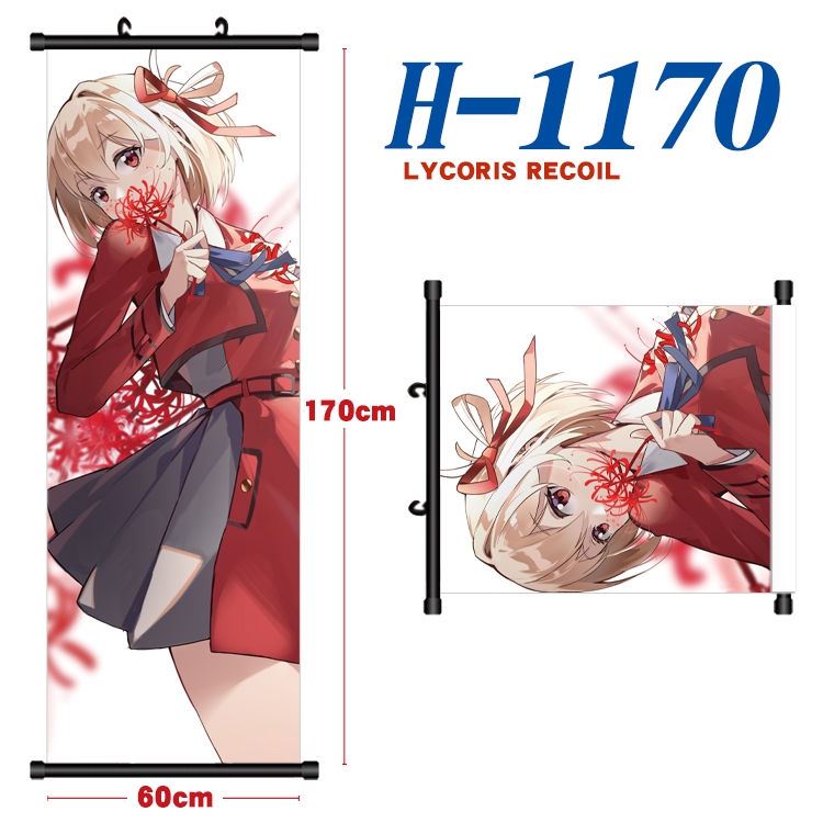 Lycoris Recoil Black plastic rod cloth hanging canvas painting Wall Scroll 60x170cm H-1170A