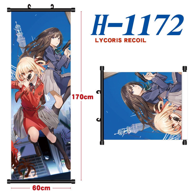 Lycoris Recoil Black plastic rod cloth hanging canvas painting Wall Scroll 60x170cm H-1172A