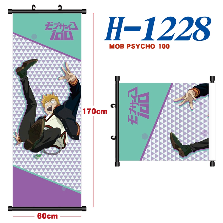 Mob Psycho 100 Black plastic rod cloth hanging canvas painting Wall Scroll 60x170cm H-1228A