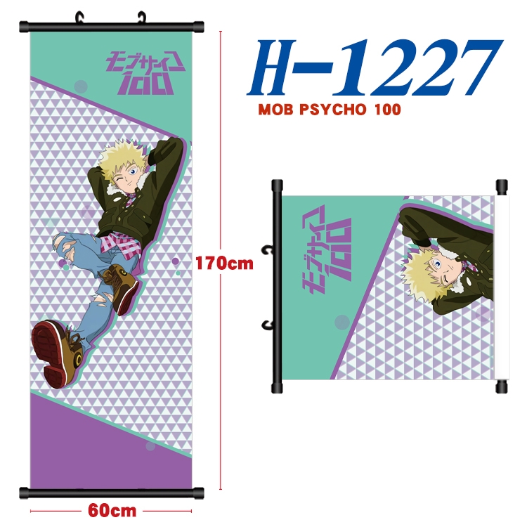 Mob Psycho 100 Black plastic rod cloth hanging canvas painting Wall Scroll 60x170cm H-1227A