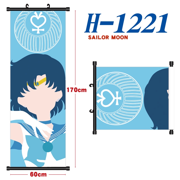 sailormoon Black plastic rod cloth hanging canvas painting Wall Scroll 60x170cm H-1221A