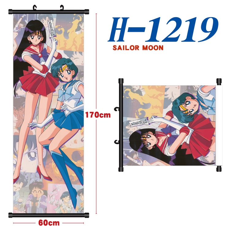 sailormoon Black plastic rod cloth hanging canvas painting Wall Scroll 60x170cm H-1219A