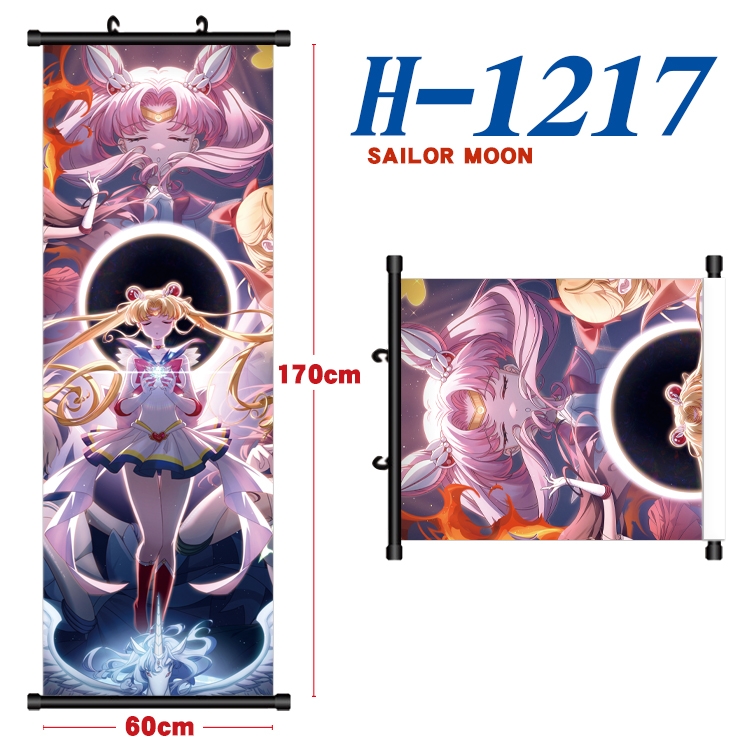 sailormoon Black plastic rod cloth hanging canvas painting Wall Scroll 60x170cm H-1217A