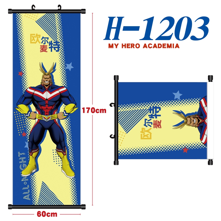 My Hero Academia Black plastic rod cloth hanging canvas painting Wall Scroll 60x170cm H-1203A