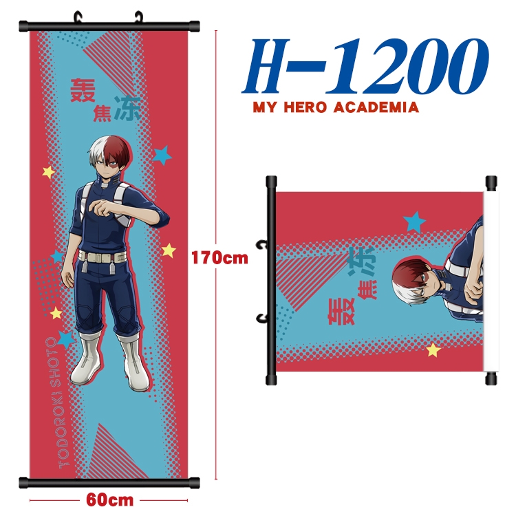 My Hero Academia Black plastic rod cloth hanging canvas painting Wall Scroll 60x170cm  H-1200A