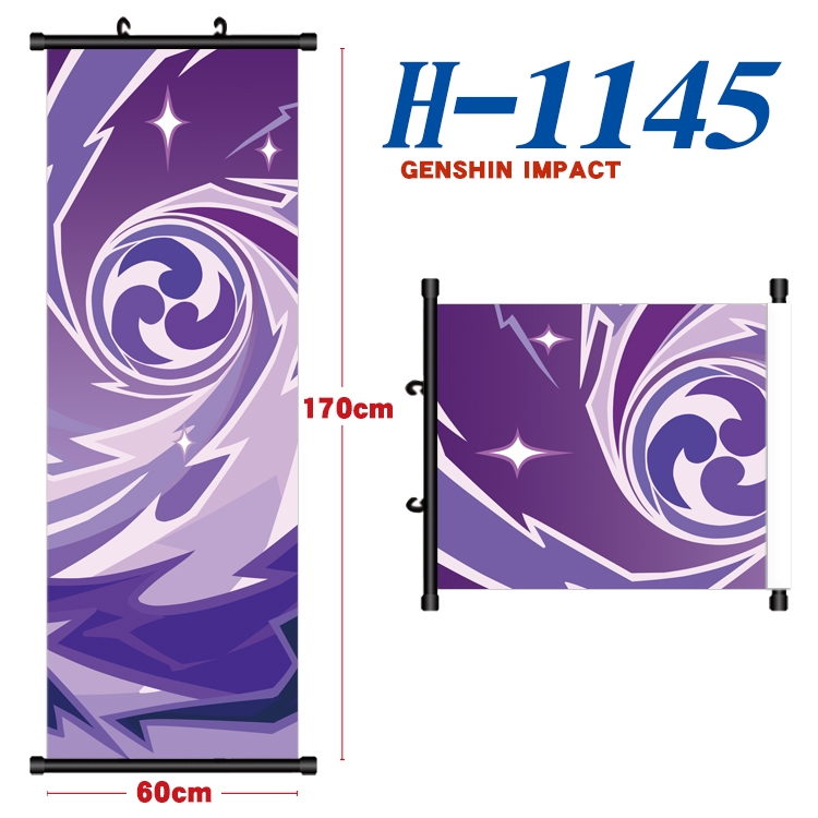 Genshin Impact Black plastic rod cloth hanging canvas painting Wall Scroll 60x170cm  H-1145A