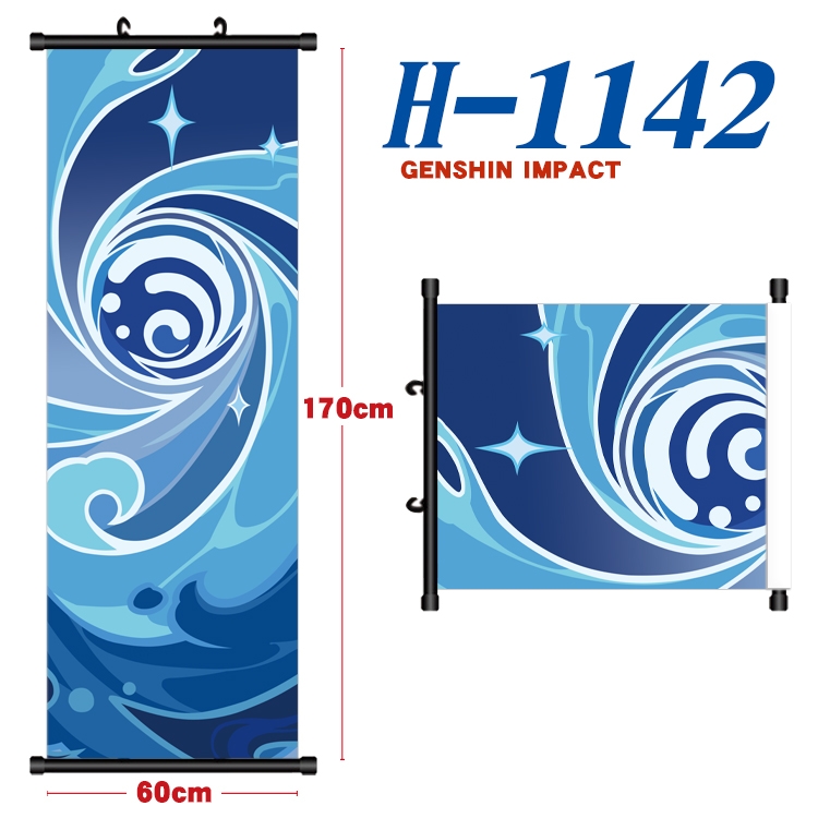 Genshin Impact Black plastic rod cloth hanging canvas painting Wall Scroll 60x170cm H-1142A
