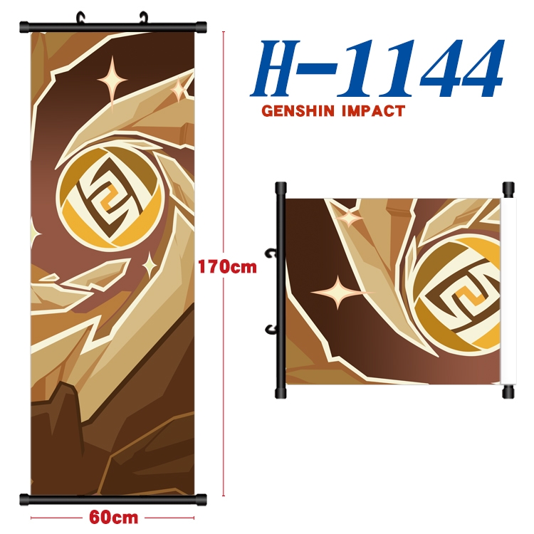 Genshin Impact Black plastic rod cloth hanging canvas painting Wall Scroll 60x170cm H-1144A