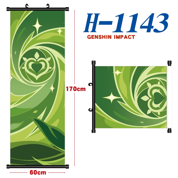 Genshin Impact Black plastic rod cloth hanging canvas painting Wall Scroll 60x170cm  H-1143A