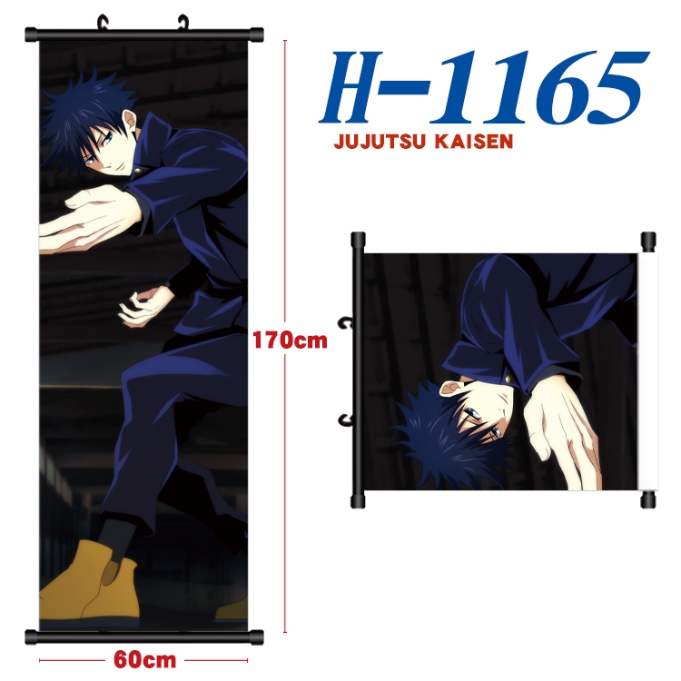 Jujutsu Kaisen Black plastic rod cloth hanging canvas painting Wall Scroll 60x170cm H-1165A