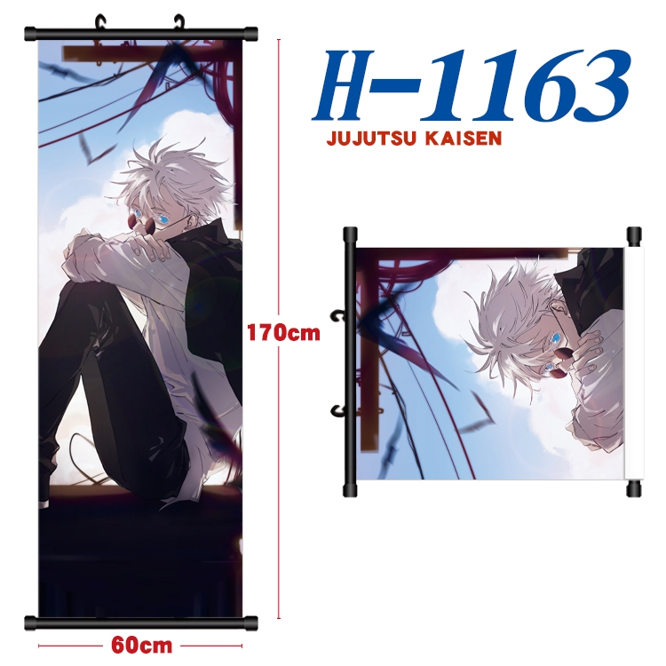 Jujutsu Kaisen Black plastic rod cloth hanging canvas painting Wall Scroll 60x170cm H-1163A