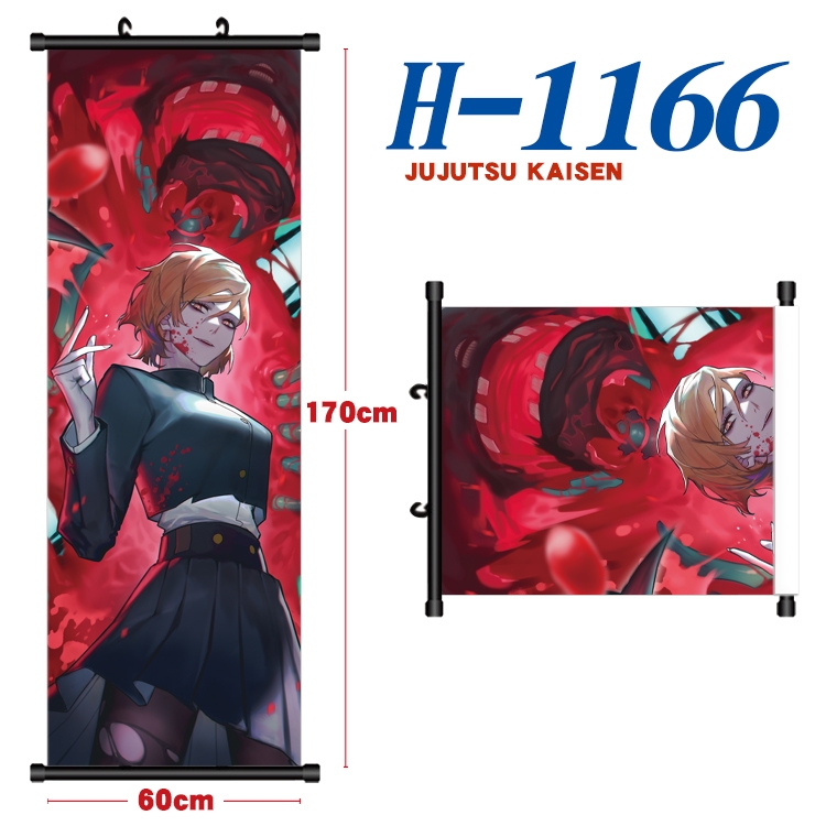 Jujutsu Kaisen Black plastic rod cloth hanging canvas painting Wall Scroll 60x170cm H-1166A