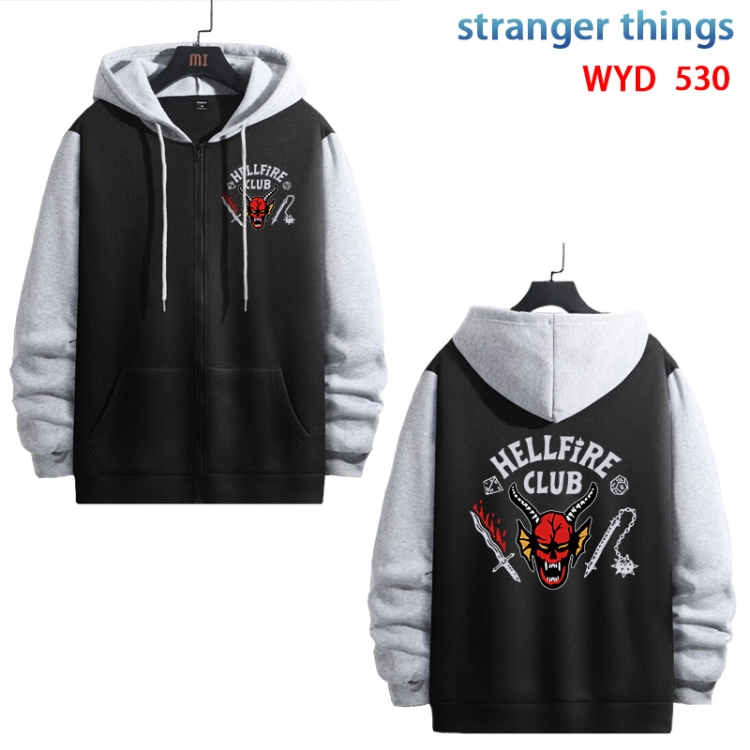 Stranger Things Anime cotton zipper patch pocket sweater from S to 3XL WYD-530