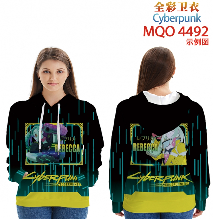Cyberpunk Long Sleeve Hooded Full Color Patch Pocket Sweatshirt from XXS to 4XL MQO-4492
