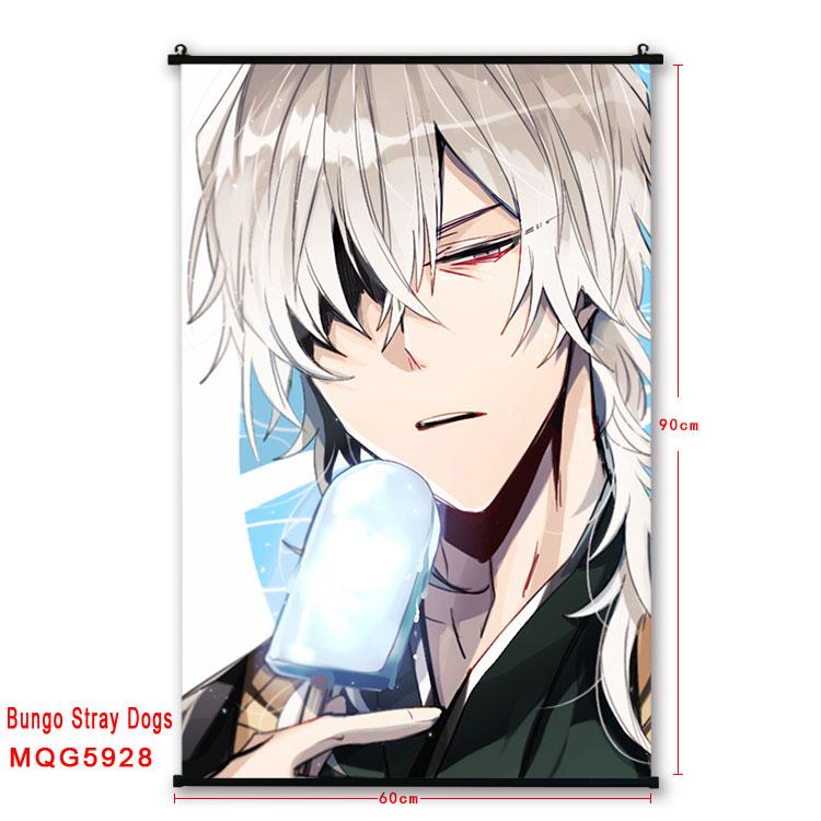 Bungo Stray Dogs Anime black Plastic rod Cloth painting Wall Scroll 60X90CM MQG-5928