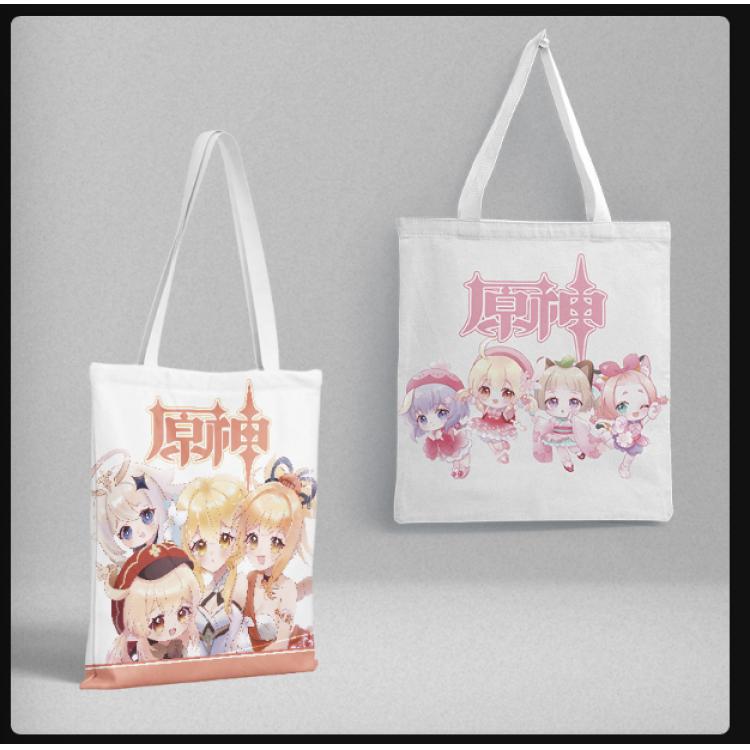 Genshin Impact Anime peripheral canvas handbag gift bag large capacity shoulder bag 36x39cm price for 2 pcs